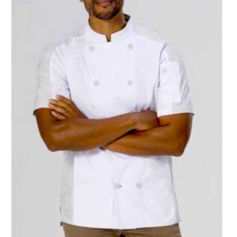 Chef Works Men’s White Mojave Short Sleeve Chef Coat Size Medium